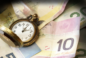 A conceptual image referring to the saying time is money.
