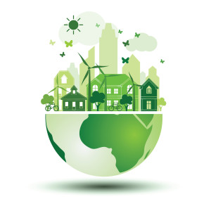 green city with green Eco Earth concept ,vector illustration