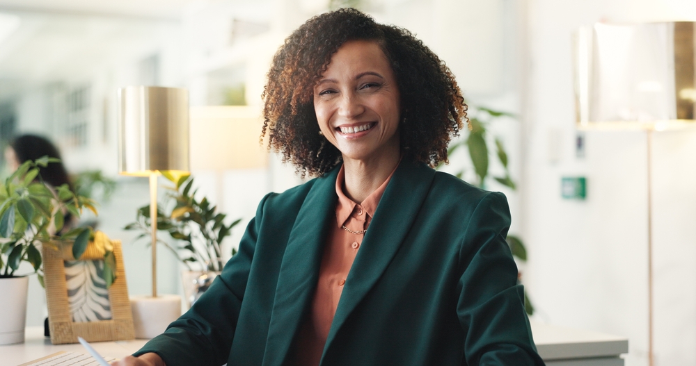 Talent solutions recruiter in a bright office setting
